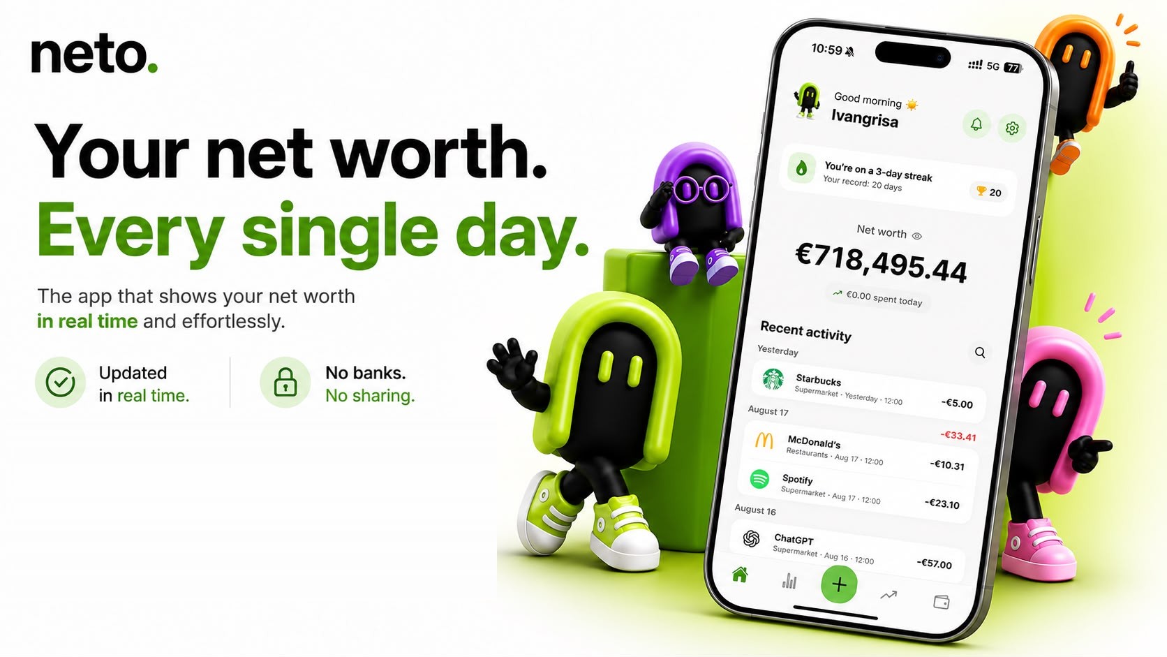 Neto — your net worth, every single day.