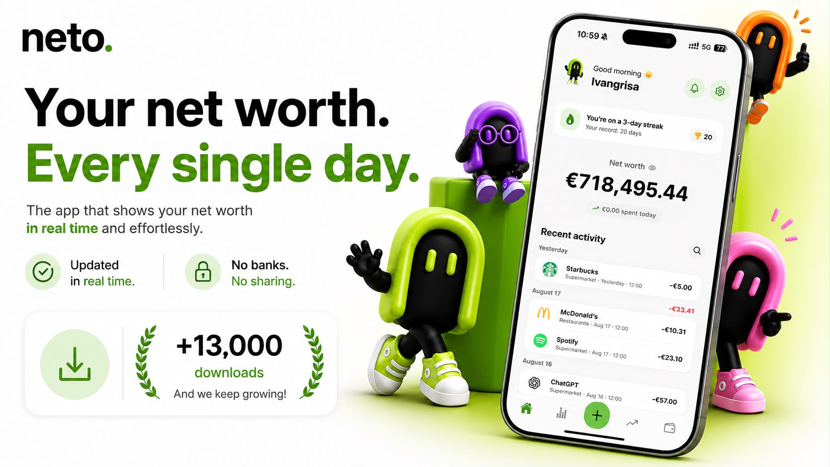 Neto — your net worth, every single day.